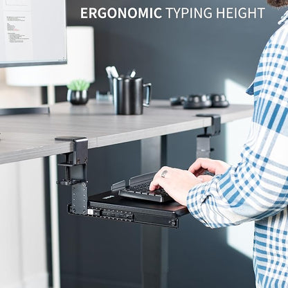 VIVO Large Height Adjustable Under Desk Keyboard Tray, C-clamp Mount System - Image 9