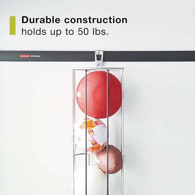 Rubbermaid Garage FastTrack Vertical Ball Rack Satin Nickel Wall Mounted - Image 3