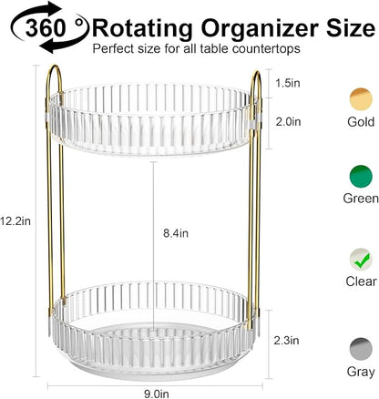 GTI 360°Rotating Makeup Organizer, 2 Tier Bathroom Counter Organizer, Large - Image 2