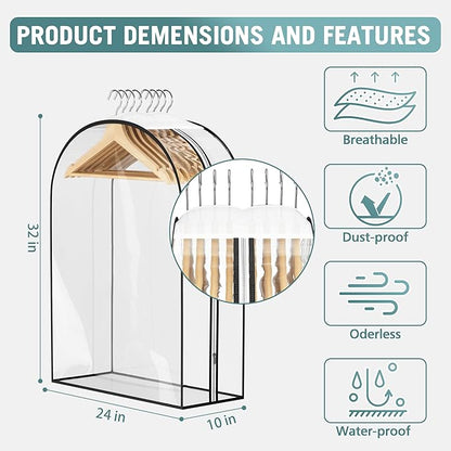 Liuoud Clear Garment Bag for Hanging Clothes 10” Gusseted, 32” Suit Bags for - Image 5