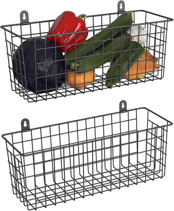 MaraFansie Wire Basket 2-Pack Hanging Wall Organizer Cabinet Storage Basket by MakeStorageMoreFun