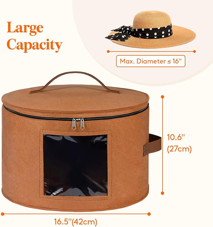 Lifewit Round Cowboy Hat Box for 7 Caps, Large Felt Hat Organizer Bag for Men & - Image 3