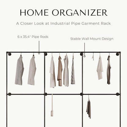 Industrial Pipe Clothing Rack, Heavy Duty Wall Mounted Clothes Rack, Retail - Image 3