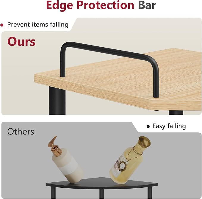 Tajsoon 3 Tier Corner Shelf Stand, Standing Corner Shelf Unit, Natural | Small - Image 5