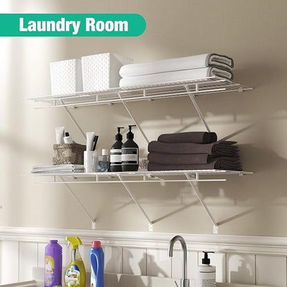 HAUSHOF 4 Pack Closet Shelves Wall Mounted, 4 ft x 16 in Wire Shelf Kit | White - Image 2