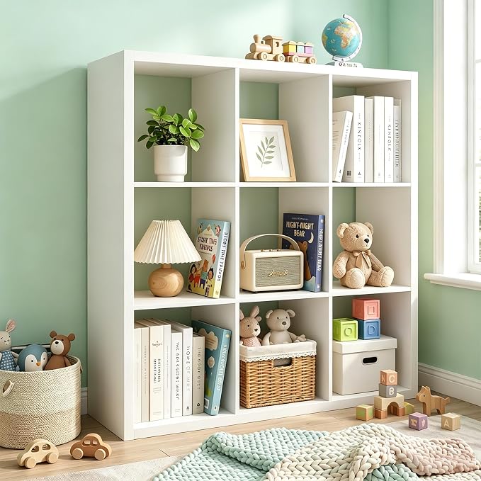 CTESNE【Wooden Thick Frame 9 Cube Storage Organizer Shelf - Image 8