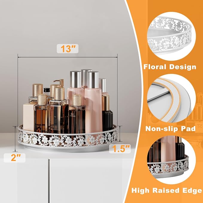 Lazy Susan Turntable Organizer, 13 inch, Large Rotating Spice Rack, - Image 3