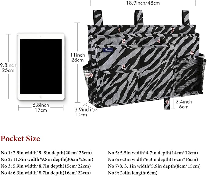 Surblue Bedside Caddy Hanging Organizer Storage Bag Pocket - Image 5