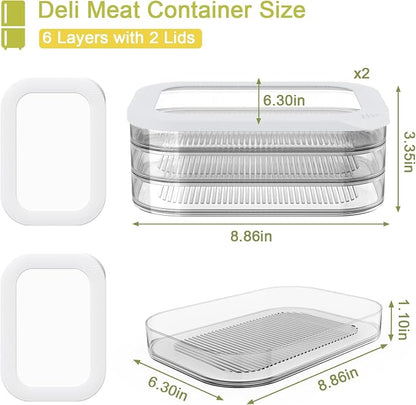 6 Pcs Deli Meat Container for Fridge, Stackable Bacon Lunch Meat Container for - Image 4