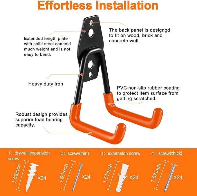 12 Pack Garage Hooks Heavy Duty Utility Steel - Image 3