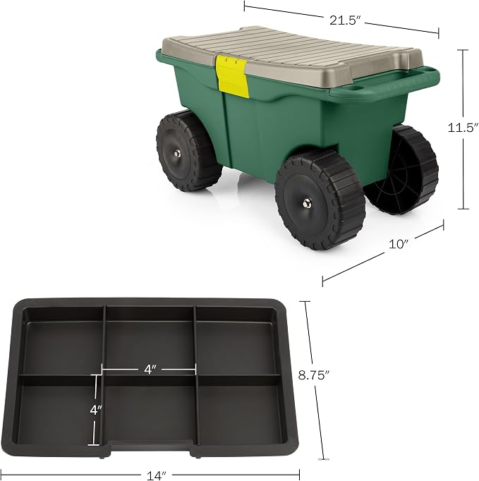 Rolling Garden Cart with Seat - Image 3