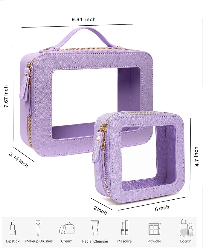 Travel Clear Makeup Bag Set, TSA Approved Cosmetic Bag Case - Image 5