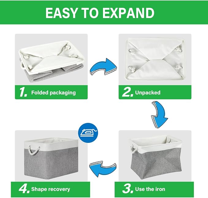 Bidtakay Large Storage Baskets for Organizing 3-Pack Fabric Closet Organizers - Image 6