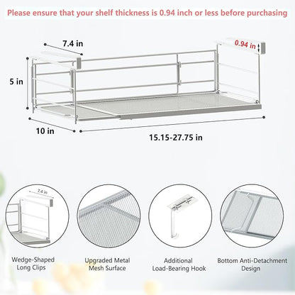 Expandable Under Cabinet Shelf, Extendable Under Shelf Storage - Image 2