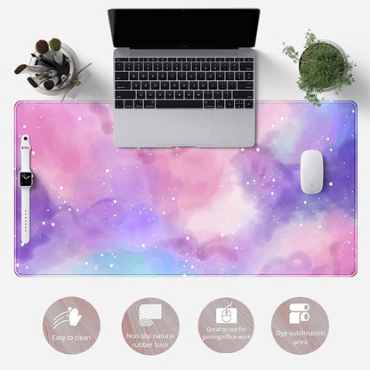 Desk Pad Purple Starry Sky Cute Gaming Mouse Pad Galaxy Gamer Girl Cute Pink - Image 6