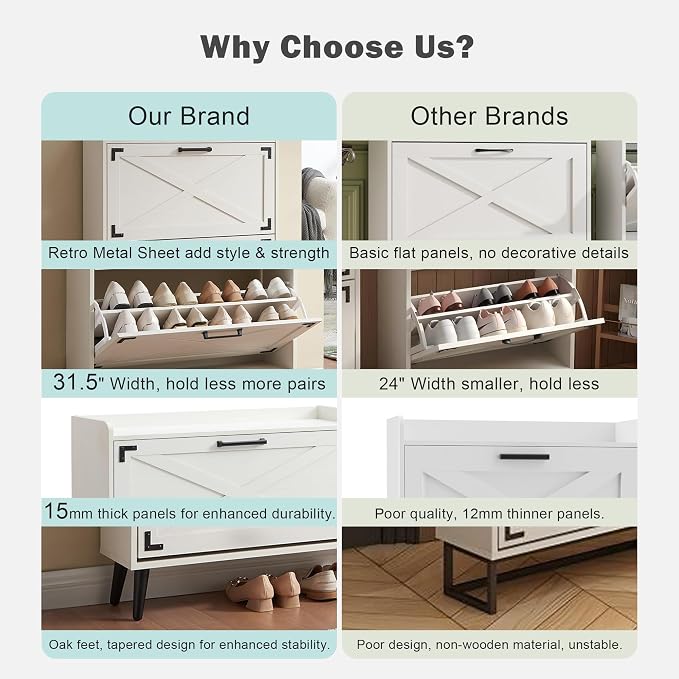 Barnyatoh Shoe Storage Cabinet, Farmhouse Shoe Organizer - Image 7
