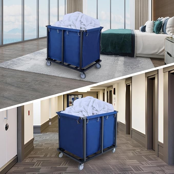 Commercial Laundry Cart with Wheels, 400L Blue | 600 lbs Industrial Laundry Cart - Image 5