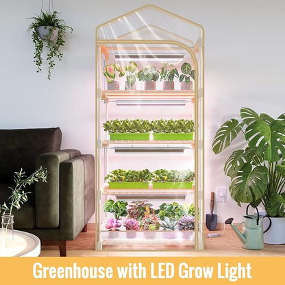 Mini Indoor Greenhouse with Grow Light, 4 Tiers Plant Shelf with 1.6FT 20W Full - Image 7
