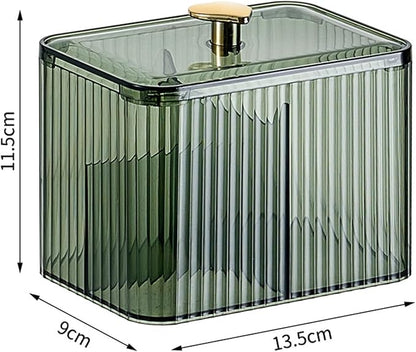 Qtips Holder Bathroom Container, 3-Section Cotton Ball/Swabs Dispenser - Image 3