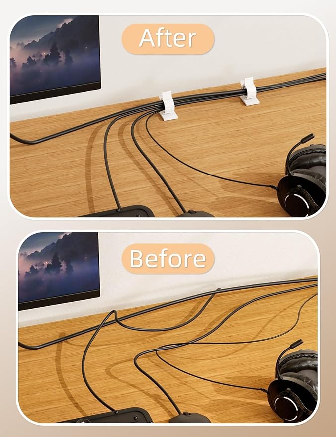 Viaky White Cord Clips Self Adhesive - Image 5