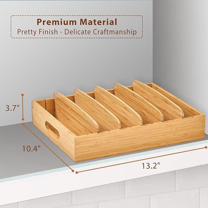 Large Bamboo Food Container Lid Organizer - Image 2
