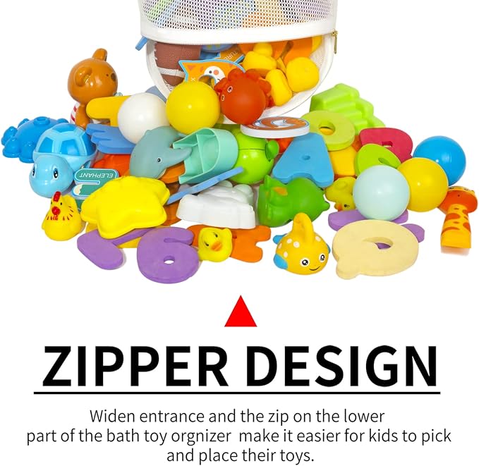 Large Capacity Baby Mesh Bath Toy Organizer, Extra Large Opening Bathroom Toy - Image 6