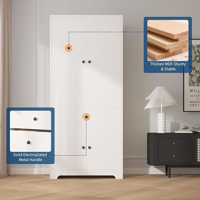 71" Armoire Wardrobe Closet, Bedroom Armoire Clothing Storage Cabinet | 1 - Image 4
