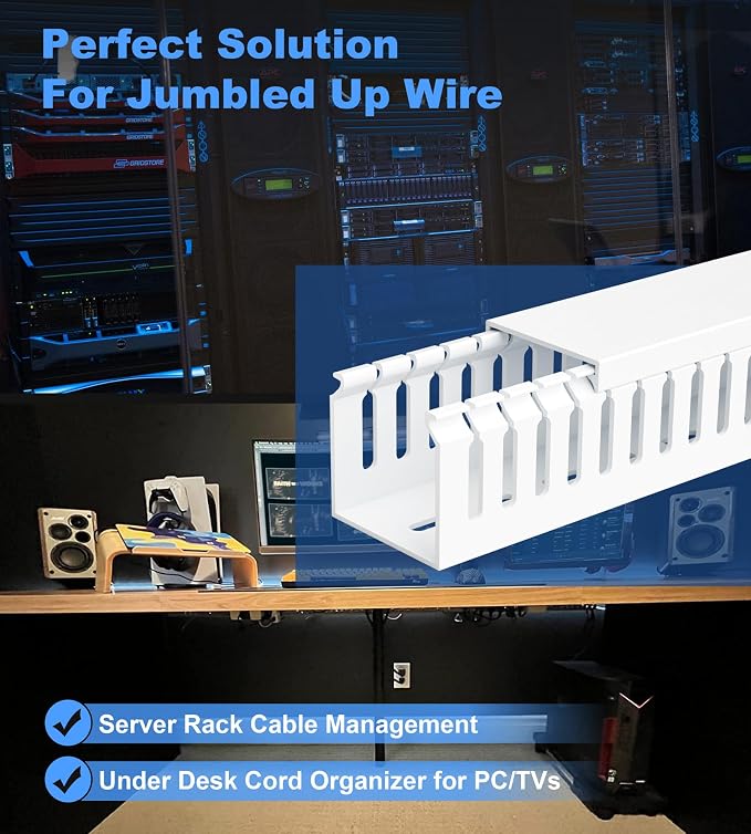 ZhiYo 99in Professional Server Rack Cable Management Raceway, H2 x W2in Cable - Image 5