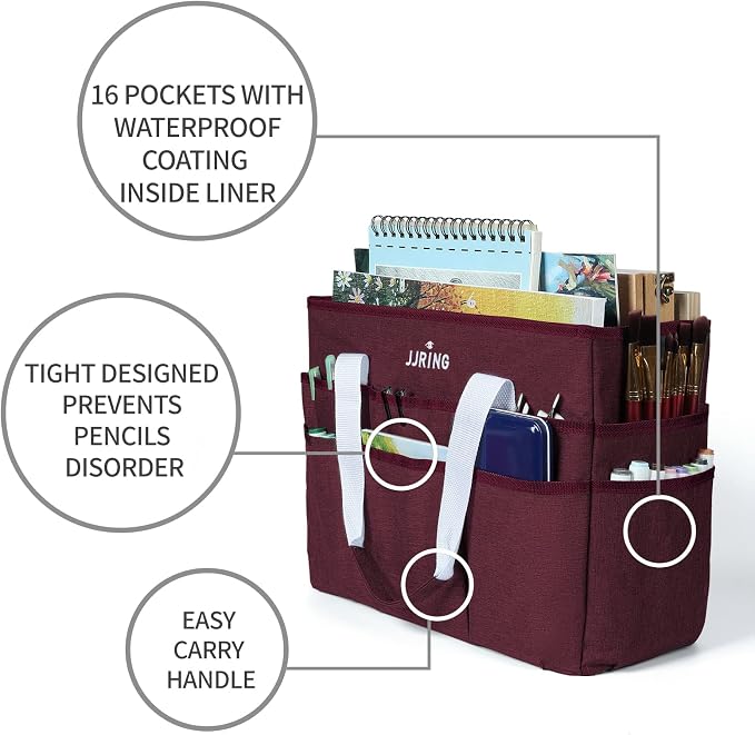 JJRING Craft Organizer Tote Bag, Large Art Storage Caddy - Image 5