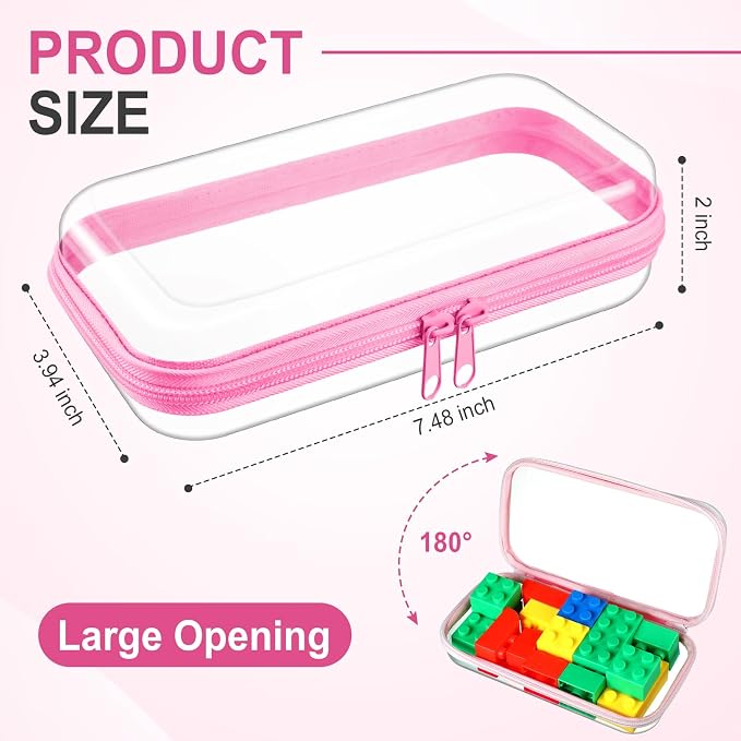 Hoolerry 4 Pcs Hard Clear Zipper Case Makeup Bags Plastic Pencil Pouch - Image 2