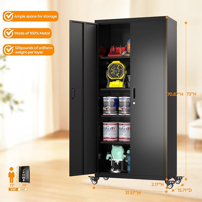 Aobabo 73" H Metal Storage Cabinet - Image 3