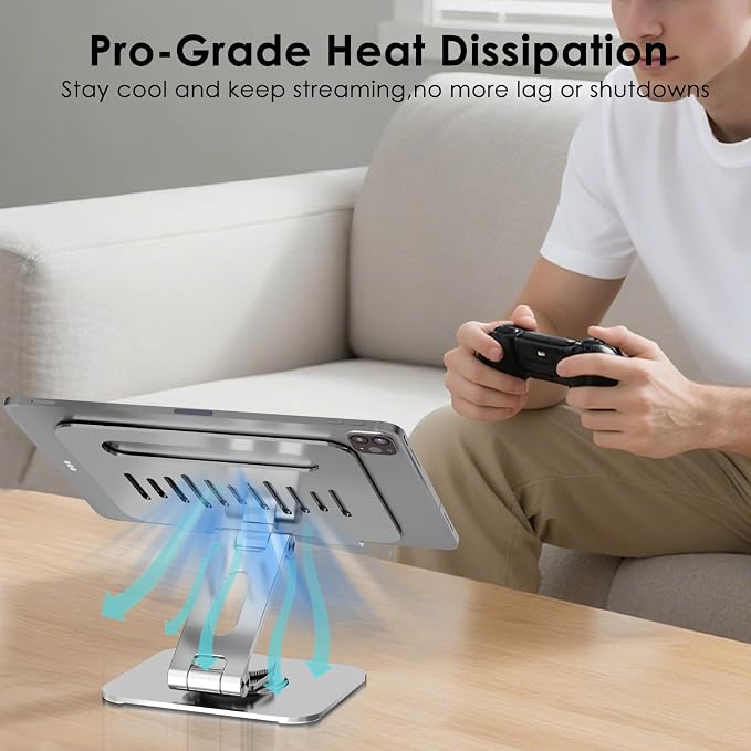 Tablet Stand for Desk, 360° Swivel for iPad Holder, Aluminum Adjustable Tablet - Image 6