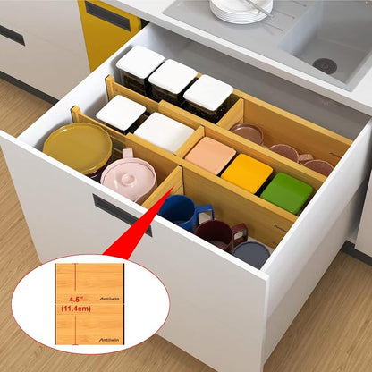 ANTOWIN Bamboo Drawer Dividers Organizers, Drawer Separators Splitter, 17-22 - Image 9