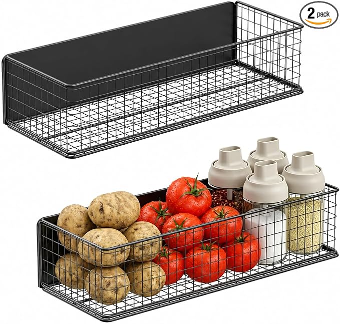 ULIBERMAGNET Magnetic Baskets Fridge Organizers, Large Capacity Metal Wire Mesh by ULIBERMAGNET
