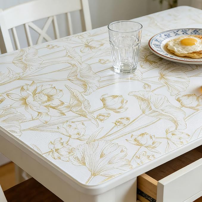 Shelf Liners Non Adhesive Light Base Gold Lotus Pattern - Image 8