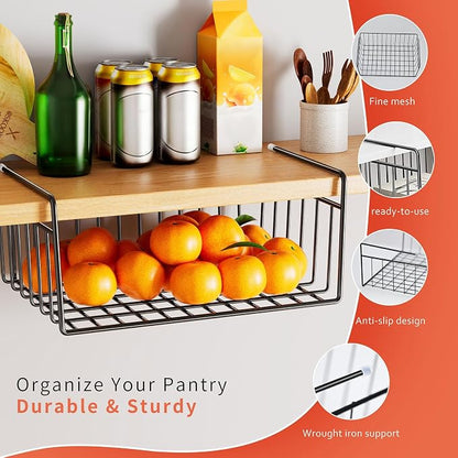 SUFAUY 4-Pack Under Cabinet Shelf Basket, Wire Shelves - Image 5