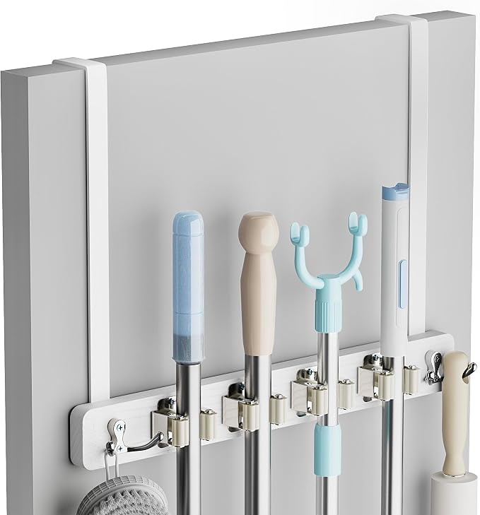 Lorbro Broom Holder Door Mount, Over the Door Broom and Mop Holder by Lorbro