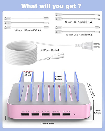MSTJRY Charging Station for Multiple Devices : 5 Port Multi USB-A Charger - Image 7