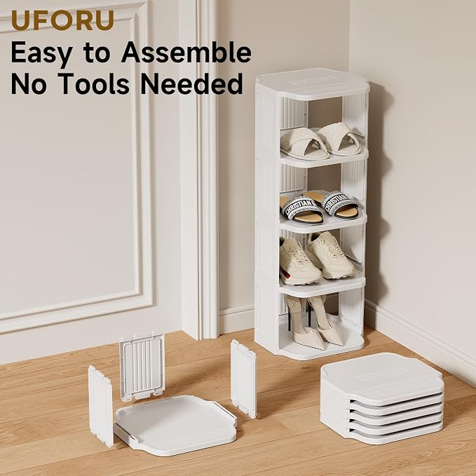 UFORU Vertical Shoe Rack, 9-Tier Plastic Stackable Storage Shelf - Image 8