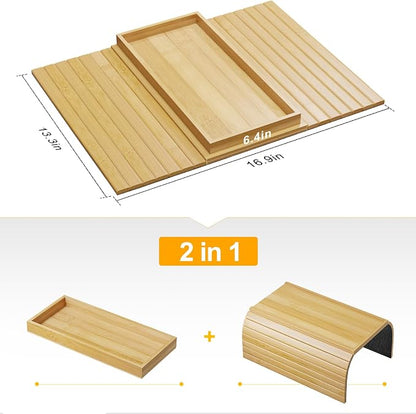 Bamboo Sofa Arm Rest Tray Table - Image 7