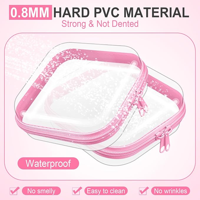Sanwuta 6 Pcs Clear Hard Zipper Case Hard Plastic Zipper Pouches Transparent - Image 4