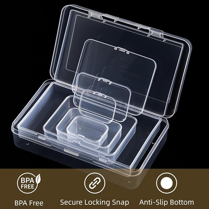 42 Pieces Mixed Sizes Rectangular Empty Mini Clear Plastic Organizer Box | - Image 3