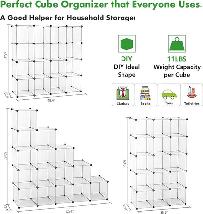 C&AHOME Cube Storage Organizer, 16-Cube Shelves Units, Plastic Storage Cubes - Image 3