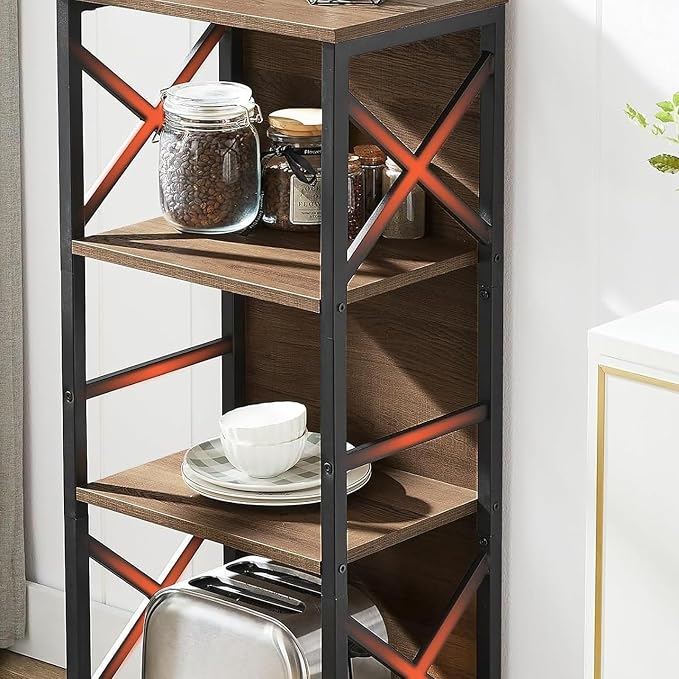 Small Bookshelf, 5 Tier Industrial Bookshelf - Image 6