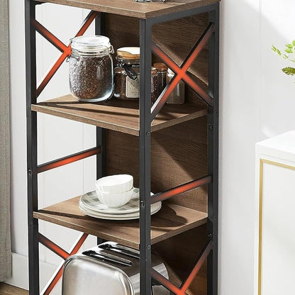 Small Bookshelf, 5 Tier Industrial Bookshelf - Image 6
