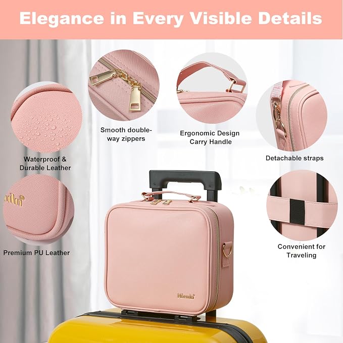 Mocado Travel Makeup Bag with LED Lighted Mirror, Travel Makeup Organizer - Image 2
