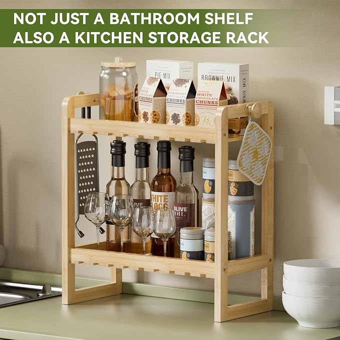 AmazerBath Bamboo Over The Toilet Storage Shelf - Image 5