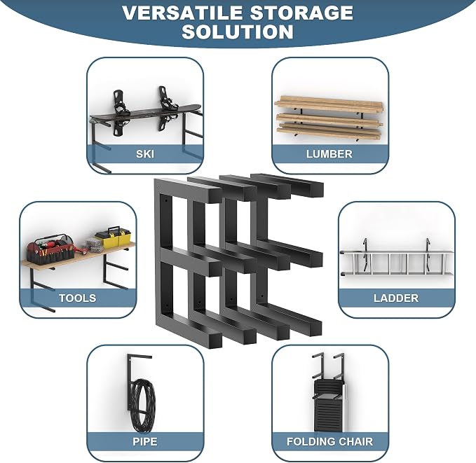 Ultrawall Lumber Storage Rack Wall Mount Wood Storage Racks, Metal Wood - Image 3