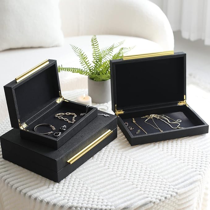 Faux Shagreen Leather Jewelry Storage Boxes Set of 3 - Image 4