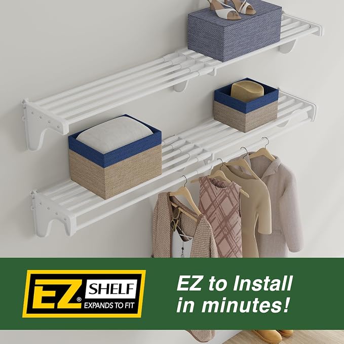 EZ Shelf - DIY Expandable Closet Shelf - 40.5” to 73” - White - Easy to Install - Image 6